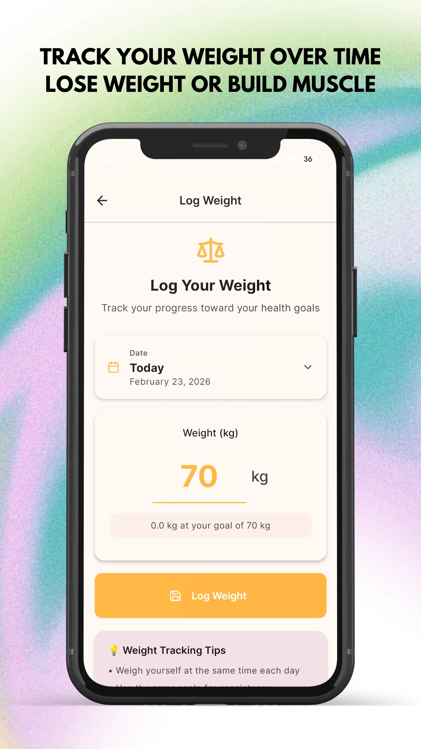 Snap N Eat Progress Tracking Screen